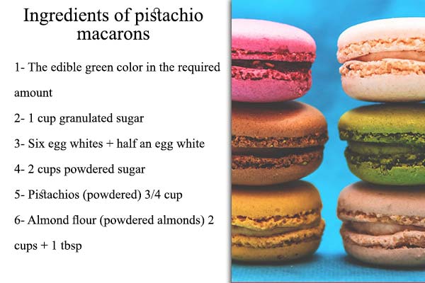 Ingredients of pistachio macarons